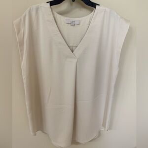 LOFT Women's Elegant Cream V-Neck Blouse